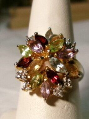 Multi-Gem Confetti Flower Cluster Ring*Sze 8*Ross Simons*